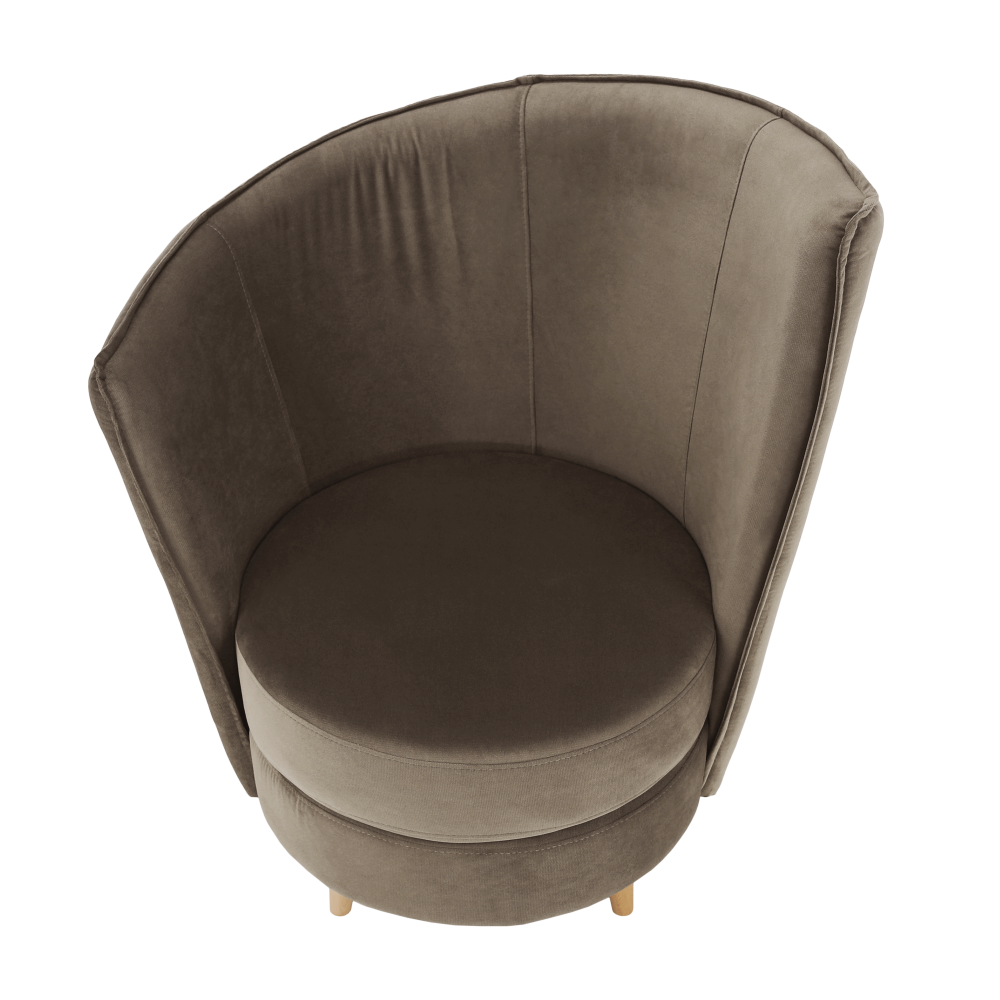 Fotoliu Art Deco, ţesătură Paros maro gri/ fag, ROUND NEW