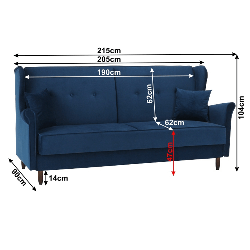 Colţar extensibil, material textil albastru, COLUMBUS