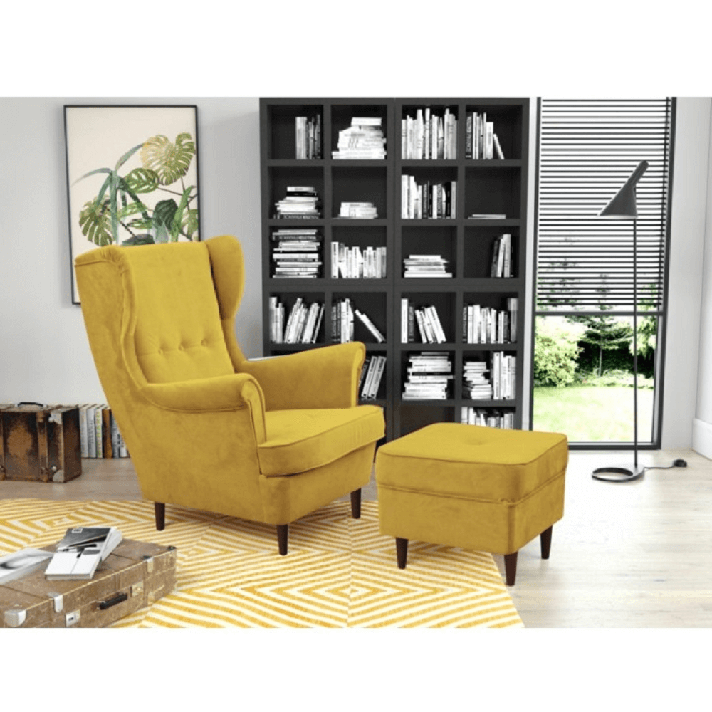 Taburet modern, galben/wenge, RUTINO