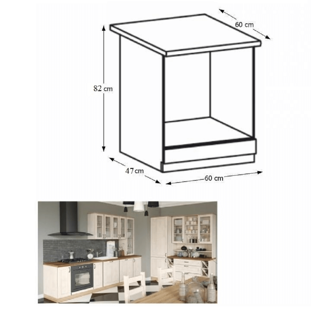 Dulap inferior pentru aragaz, alb/pin nordic, ROYAL D60ZK