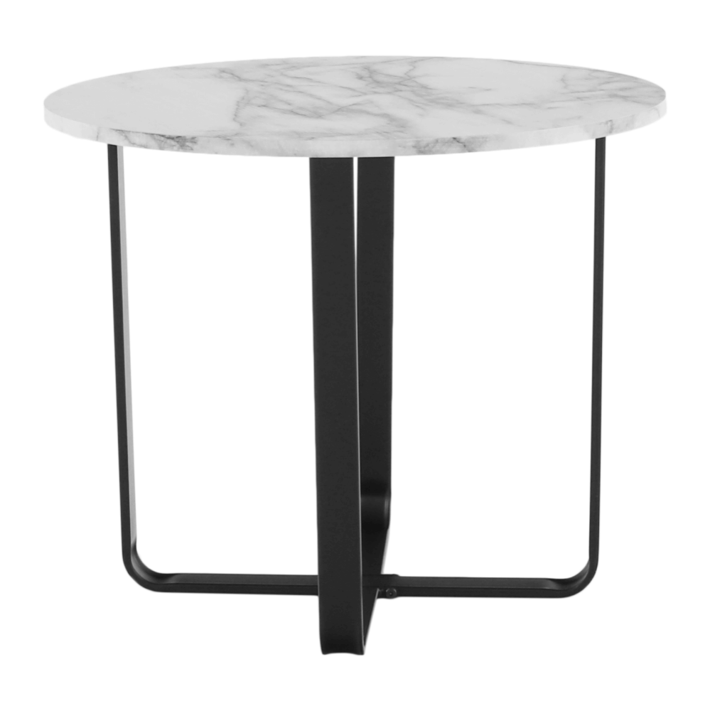Măsuţă de cafea, marmură alba / metal negru, SALINO