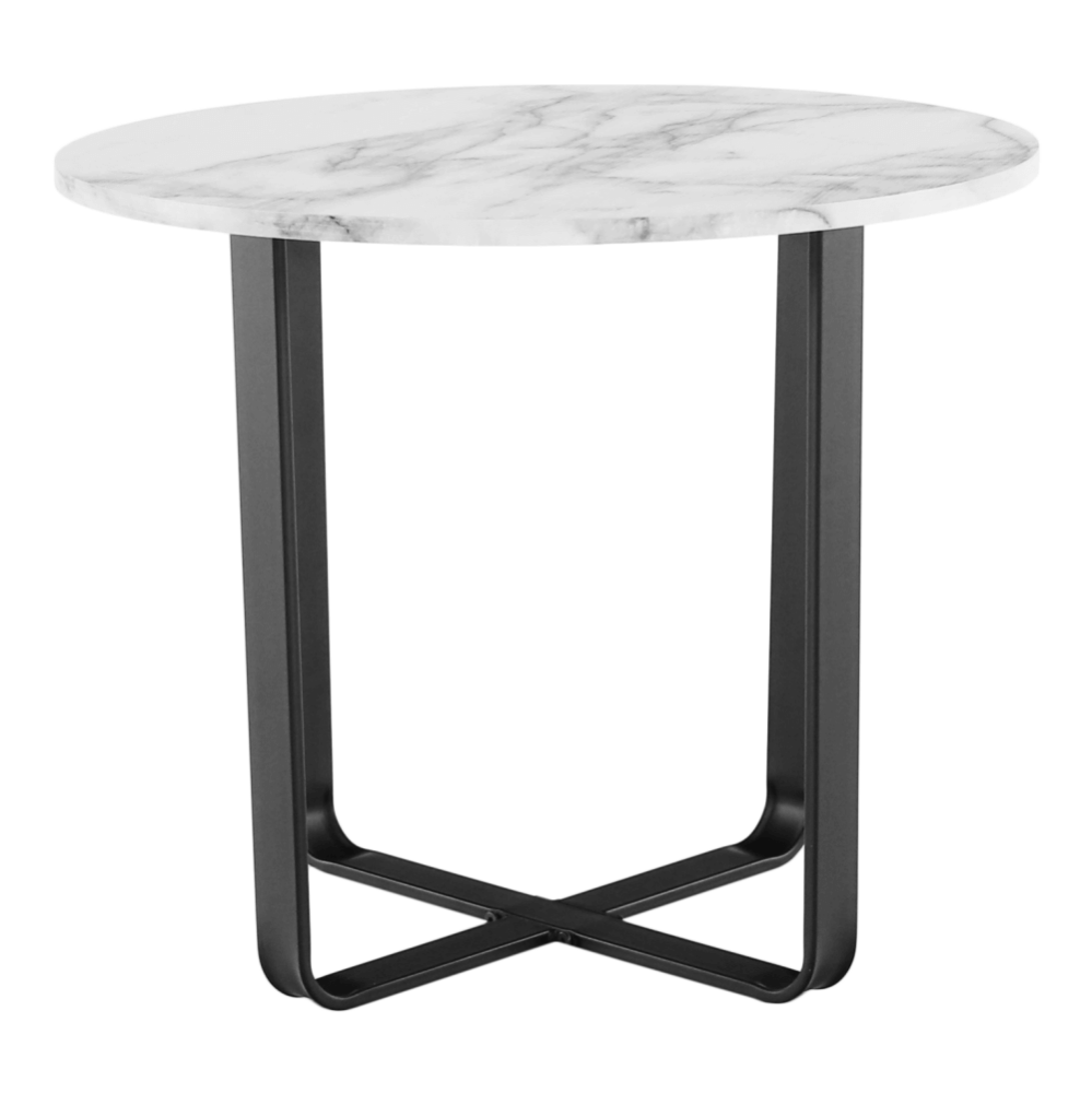 Măsuţă de cafea, marmură alba / metal negru, SALINO