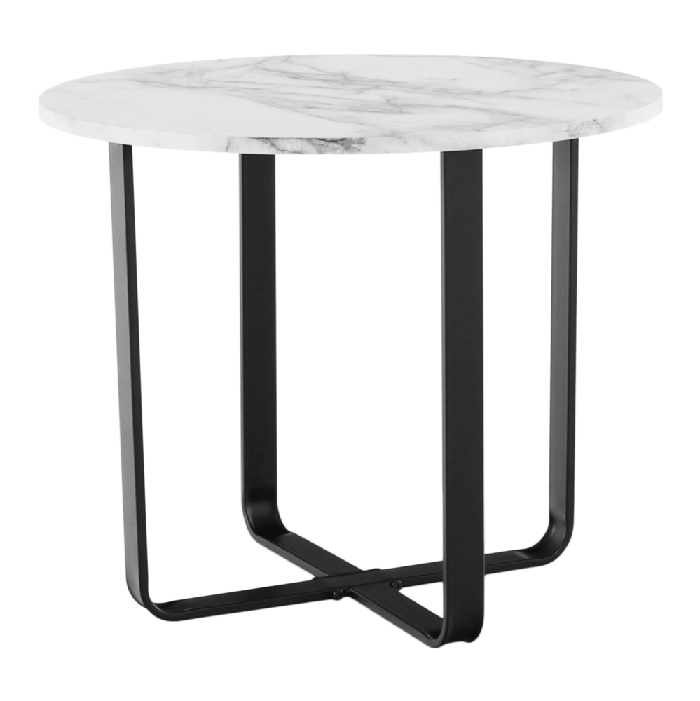 Măsuţă de cafea, marmură alba / metal negru, SALINO