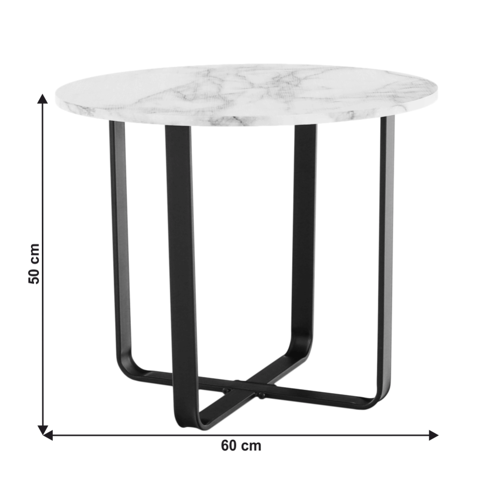 Măsuţă de cafea, marmură alba / metal negru, SALINO