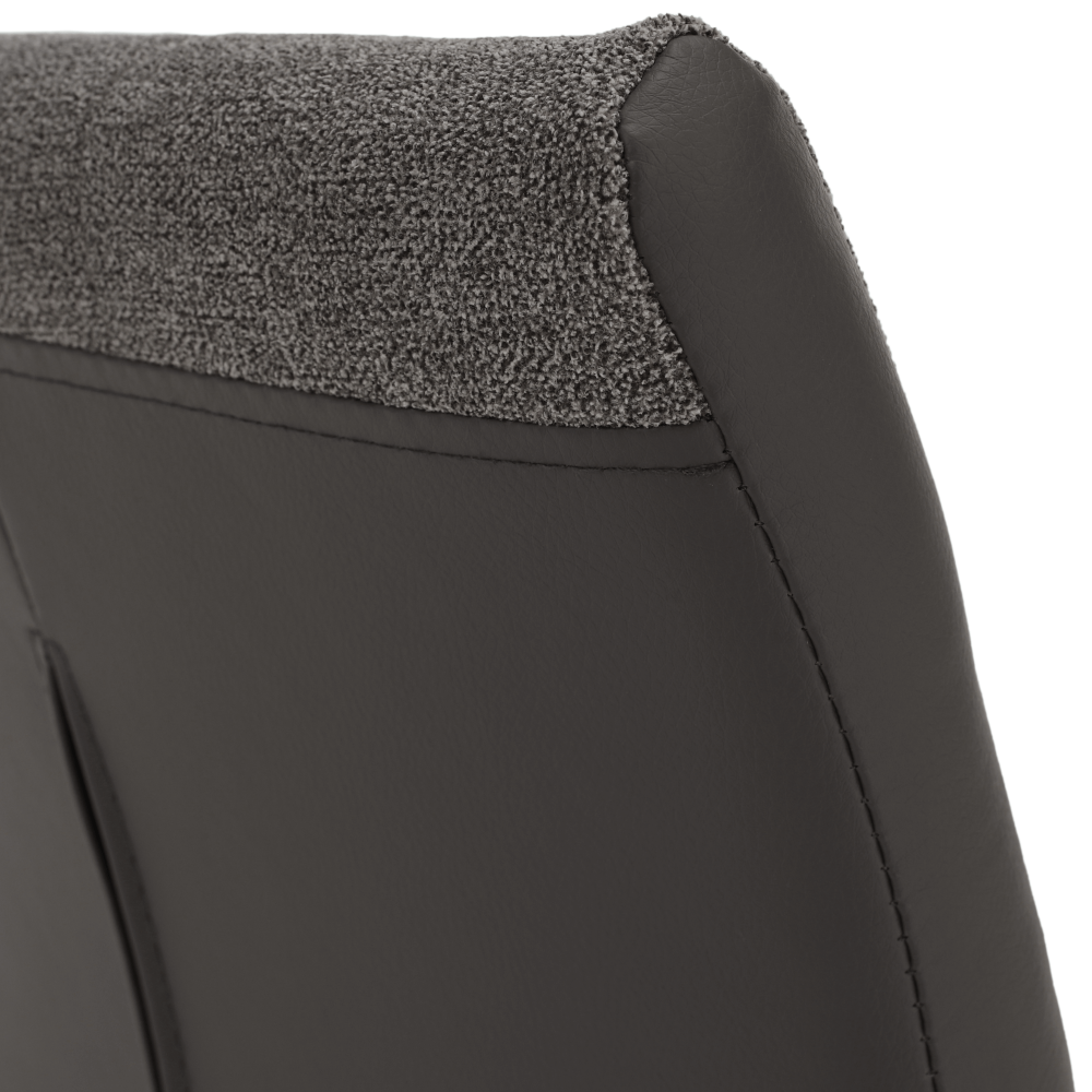 Scaun bucătărie, material textil gri deschis/piele ecologică gri/crom, SALOMA NEW