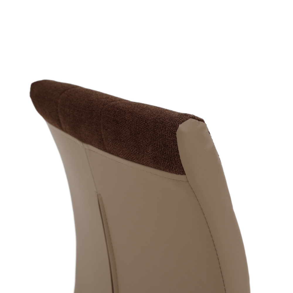 Scaun bucătărie, material textil maro/piele ecologică bej/crom, SALOMA NEW