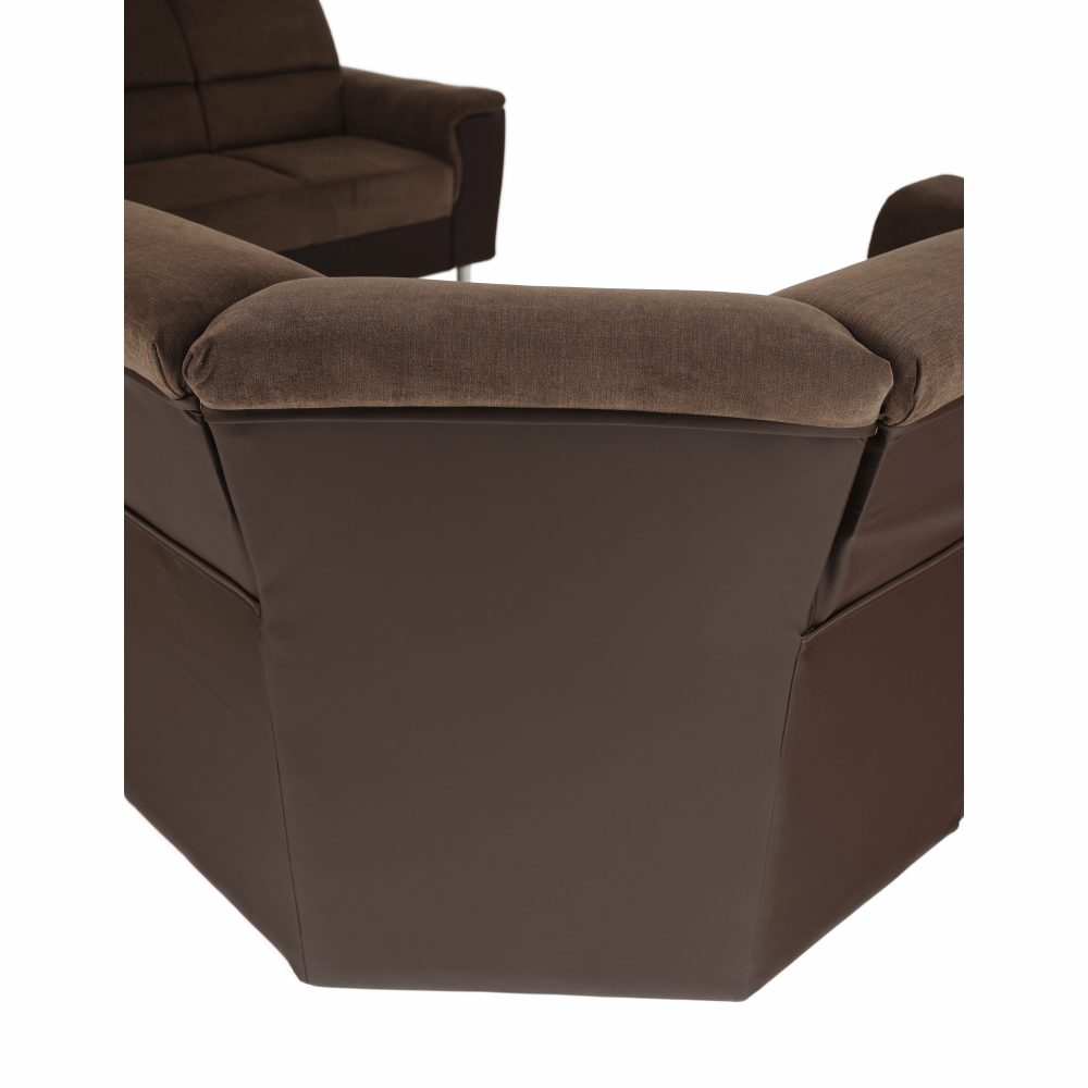 Colţar, piele ecologică maro/material textil maro, SANTIAGO U MARE