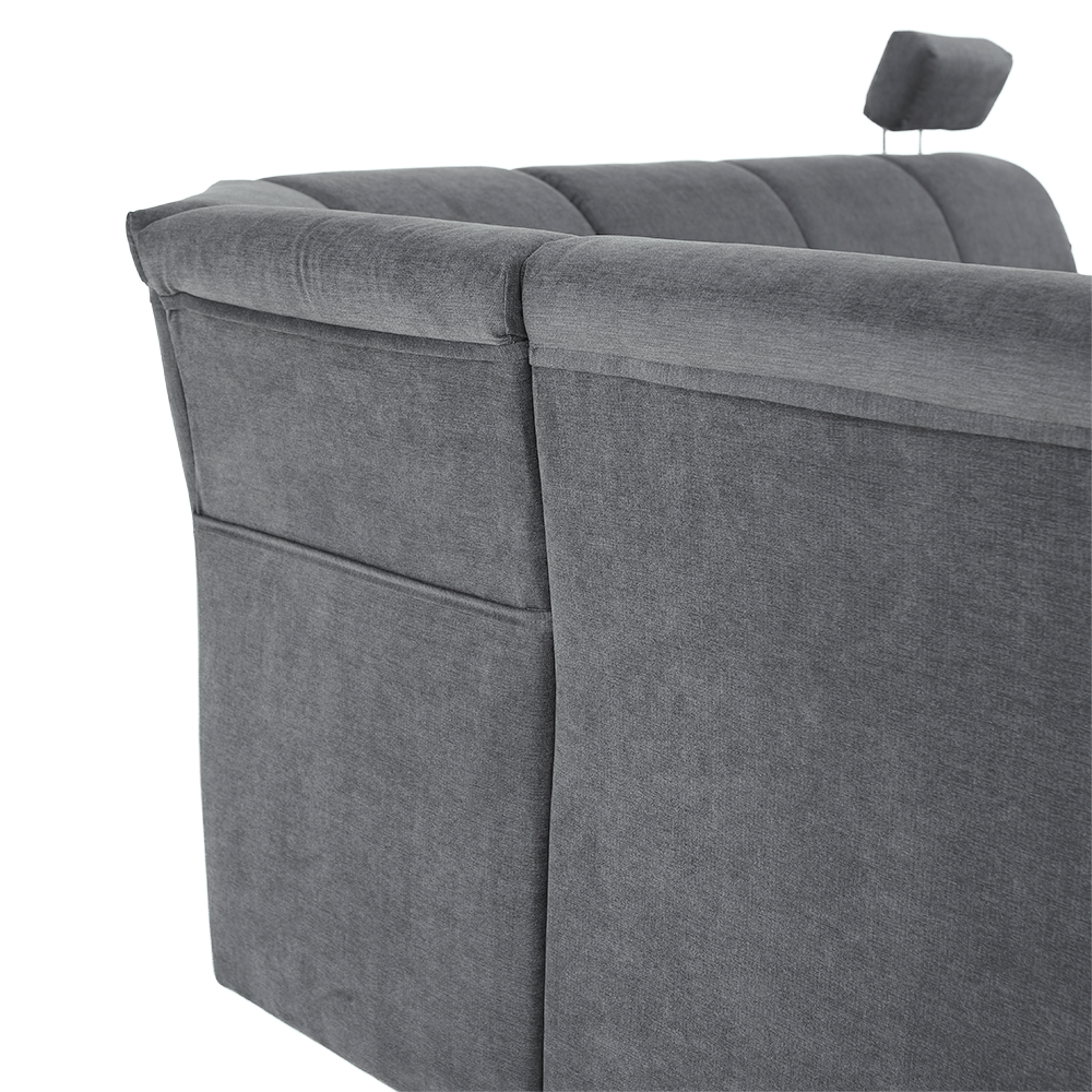 Colţar extensibil, material textil gri, model stânga, SANTIAGO