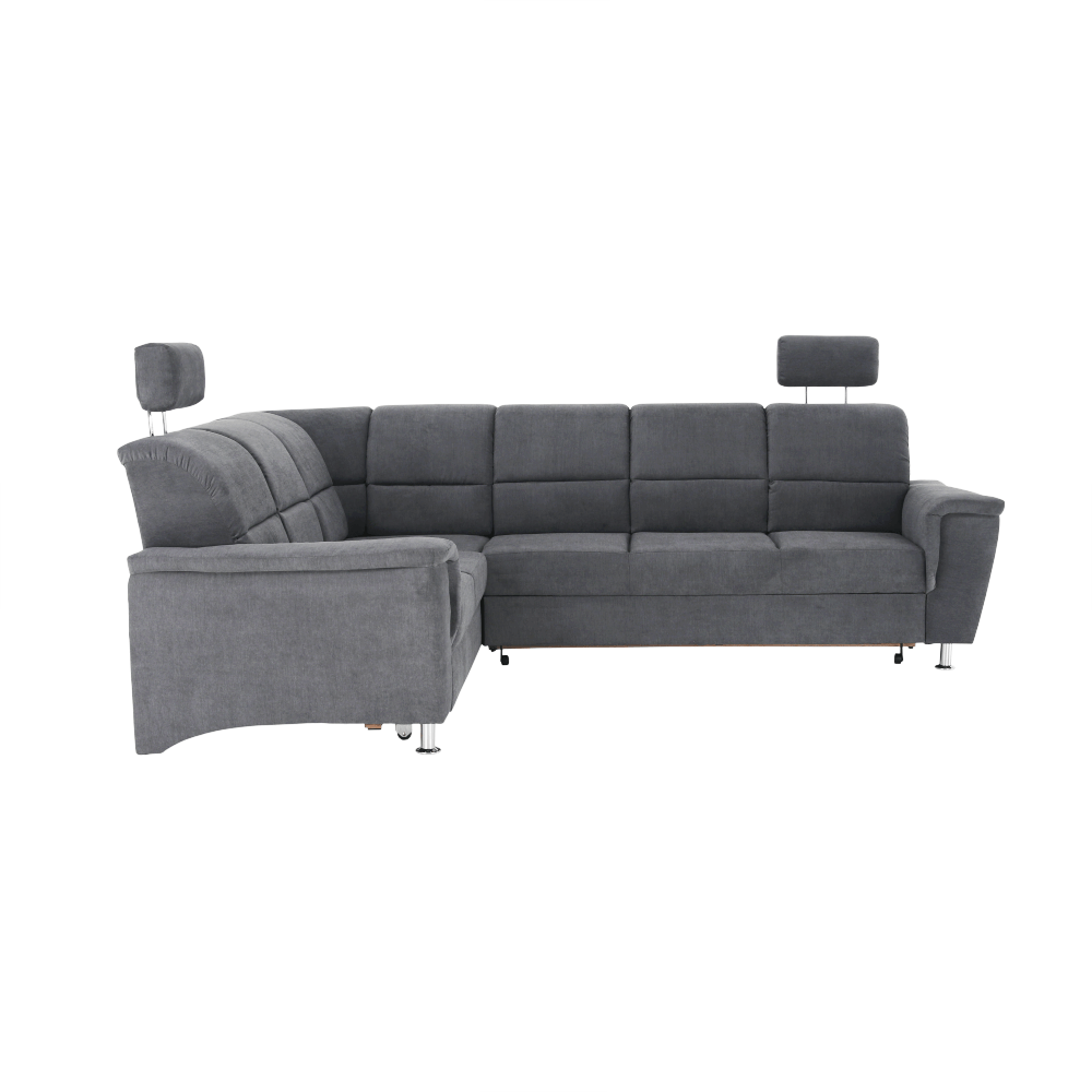 Colţar extensibil, material textil gri, model stânga, SANTIAGO