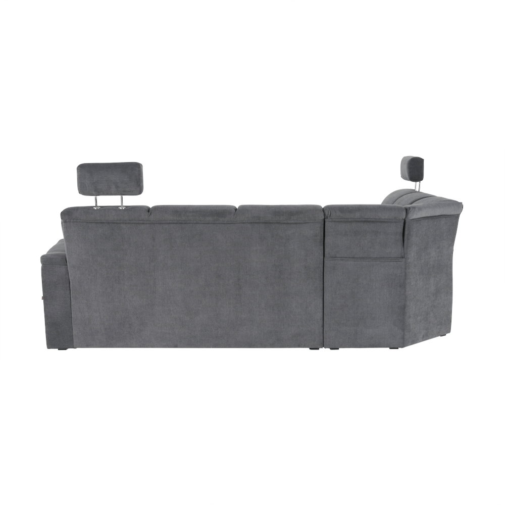 Colţar extensibil, material textil gri, model stânga, SANTIAGO