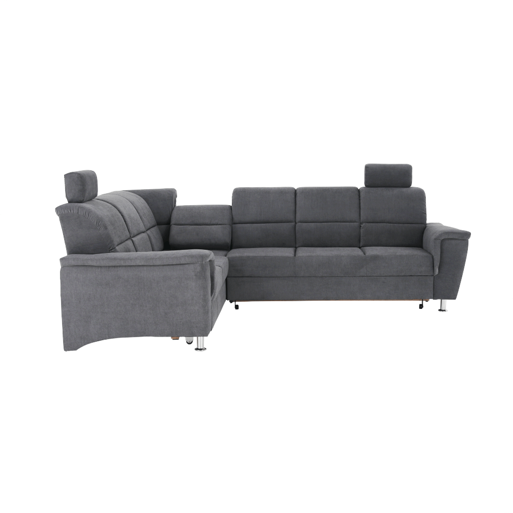 Colţar extensibil, material textil gri, model stânga, SANTIAGO