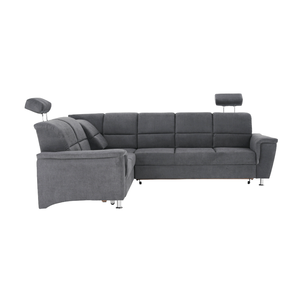 Colţar extensibil, material textil gri, model stânga, SANTIAGO