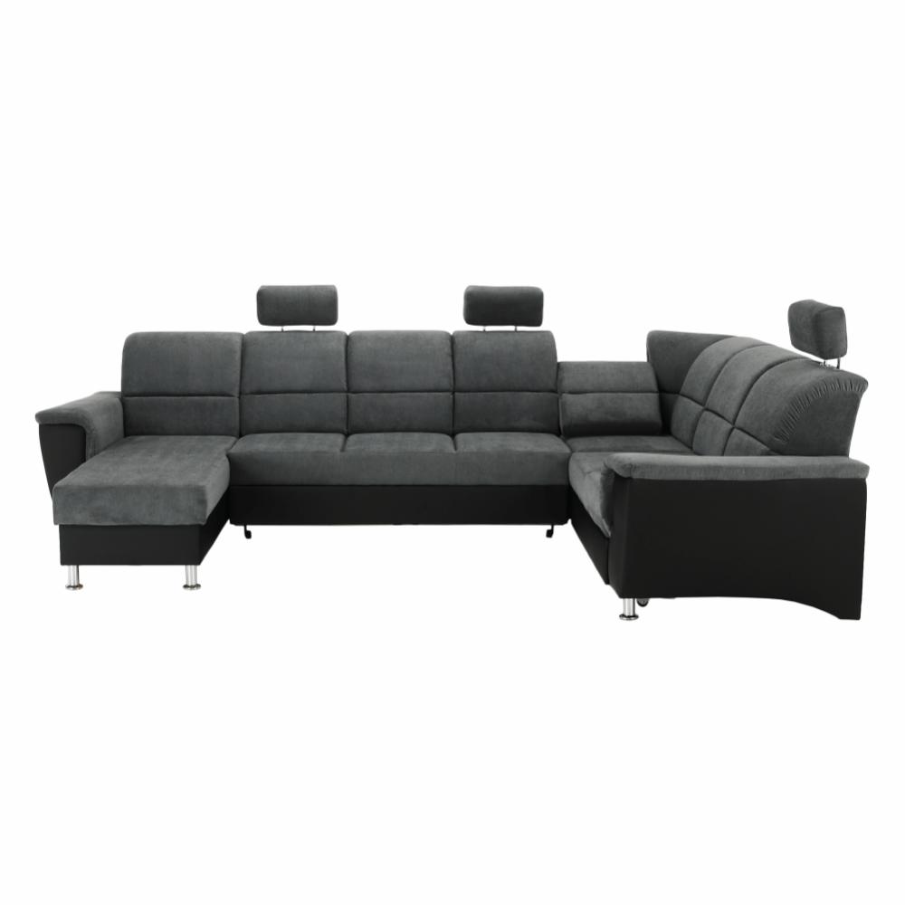 Colţar, piele ecologică negru/material, model dreapta, SANTIAGO U