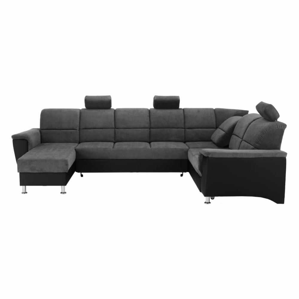 Colţar, piele ecologică negru/material, model dreapta, SANTIAGO U