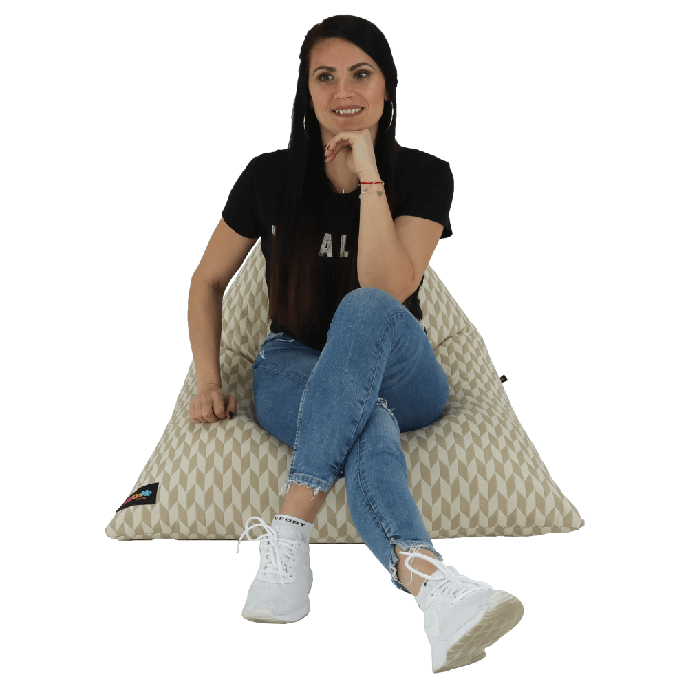 Fotoliu tip sac, crem/material textil cu model, RIUK