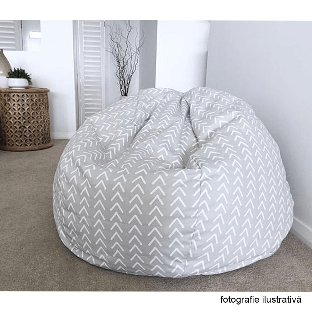 Fotoliu tip sac, gri/alb/model zig-zag, GOMBY