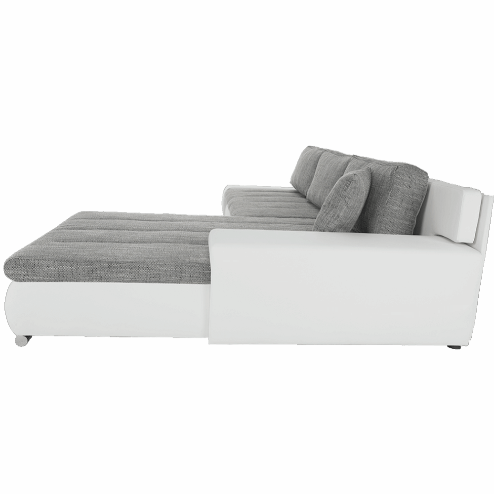 Colţar, piele ecologică/ alb/material  gri melir, TONIKS