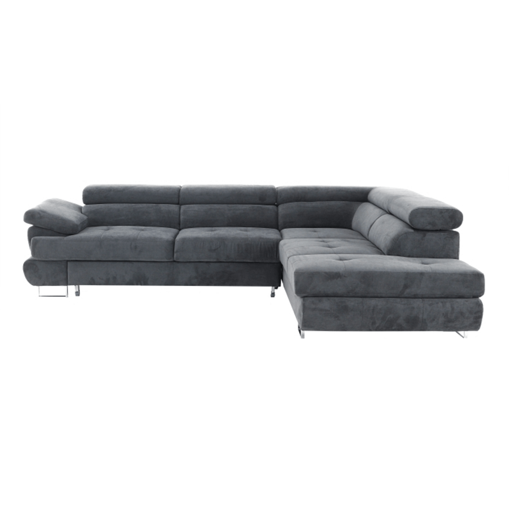 Colţar, material textil gri, model dreapta, BUTON P