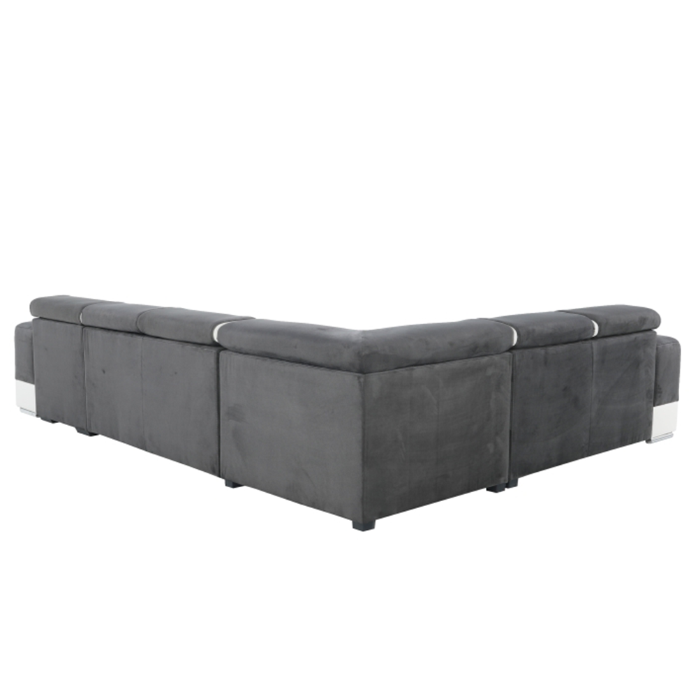 colţar în formă de U, piele ecologică albă/material textil gri, model dreapta, KAMELIA