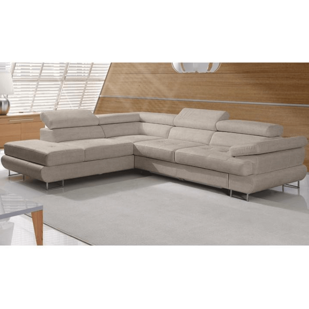 Colţar, material textil melir gri deschis, model stânga, BUTON P