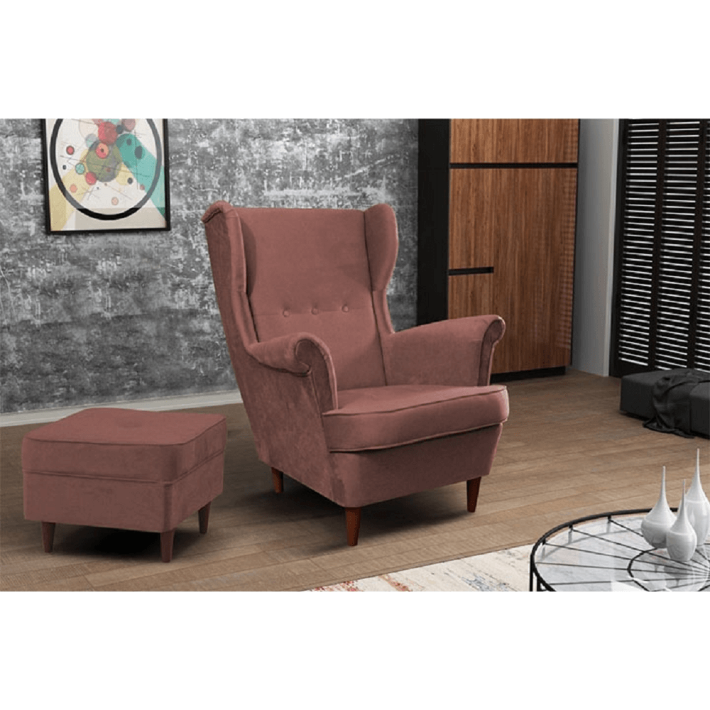 Taburet modern, roz antic/nuc, RUFINO