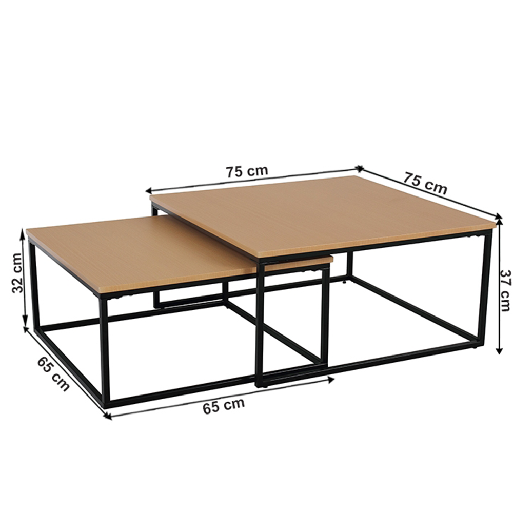 Set de două măsuţe de cafea, fag/negru, KASTLER TIPUL 1
