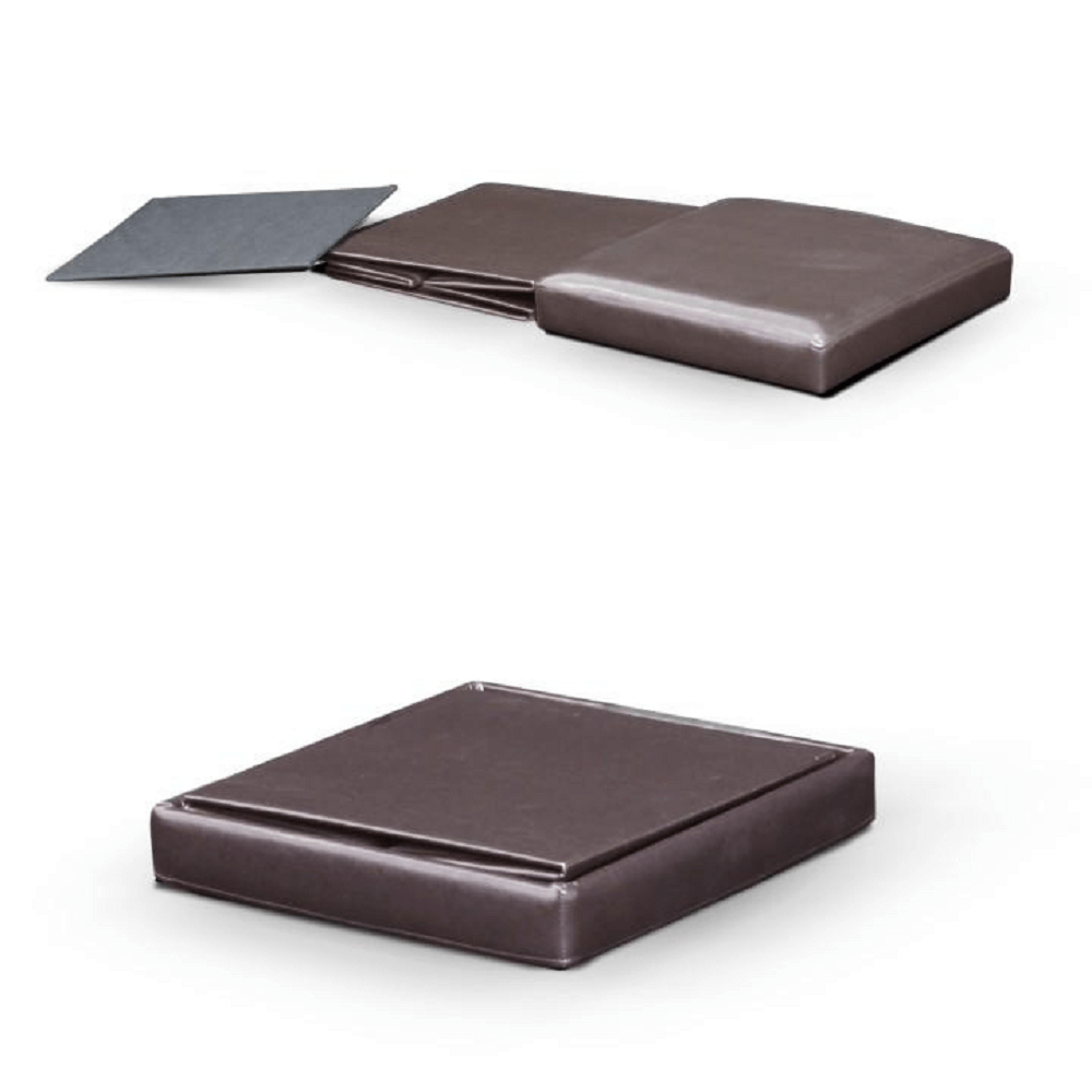 Taburet pliabil, piele eco maro închis, TELA NEW