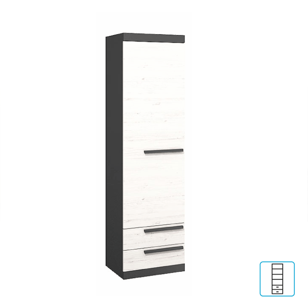 Dulap cu rafturi, pin andersen/gri grafit, BEVERLY
