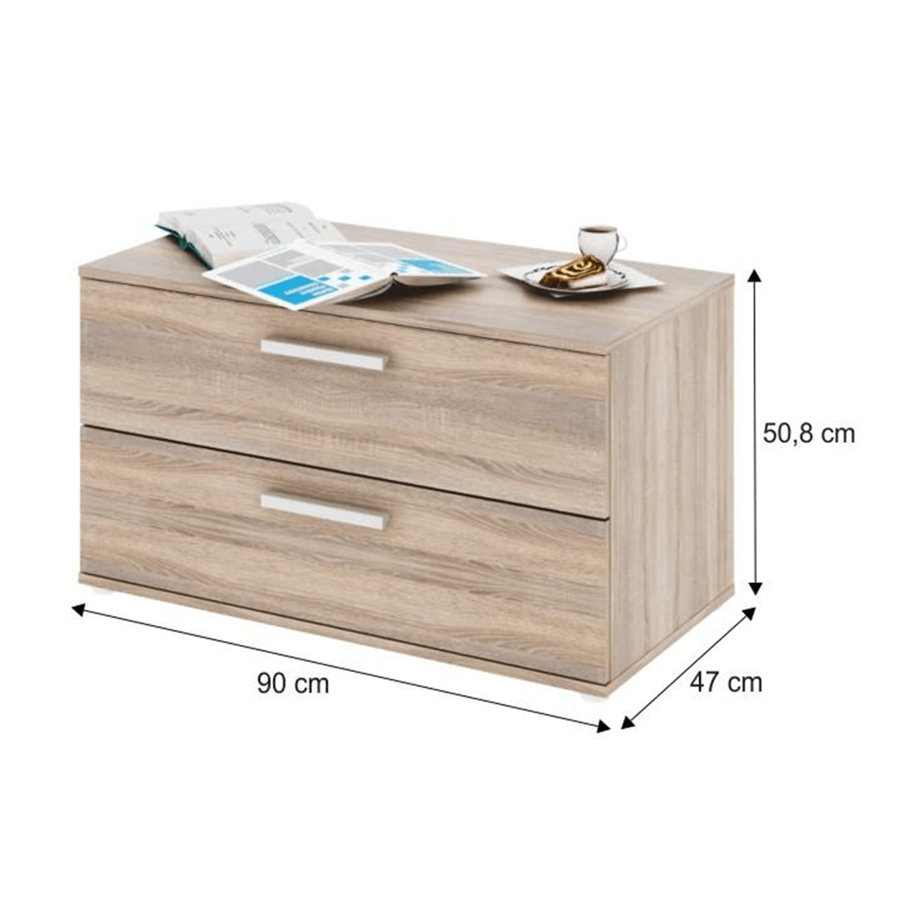 Dulap mic cu 2 sertare, PAL melaminat, stejar sonoma, DUNAJ TYP 8