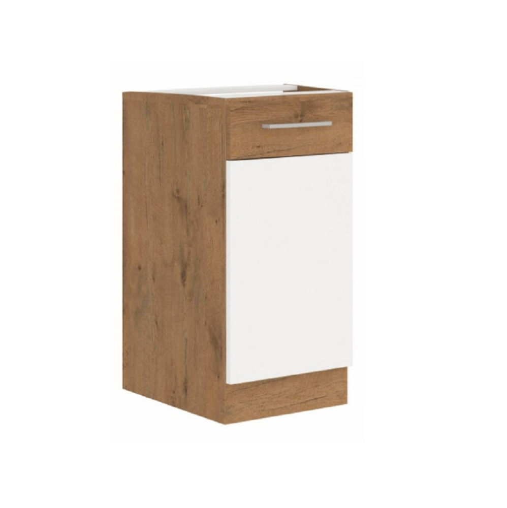 Cabinet inferior, alb extra lucios HG/stejar Lancelot, VEGA D60 GAZ BB