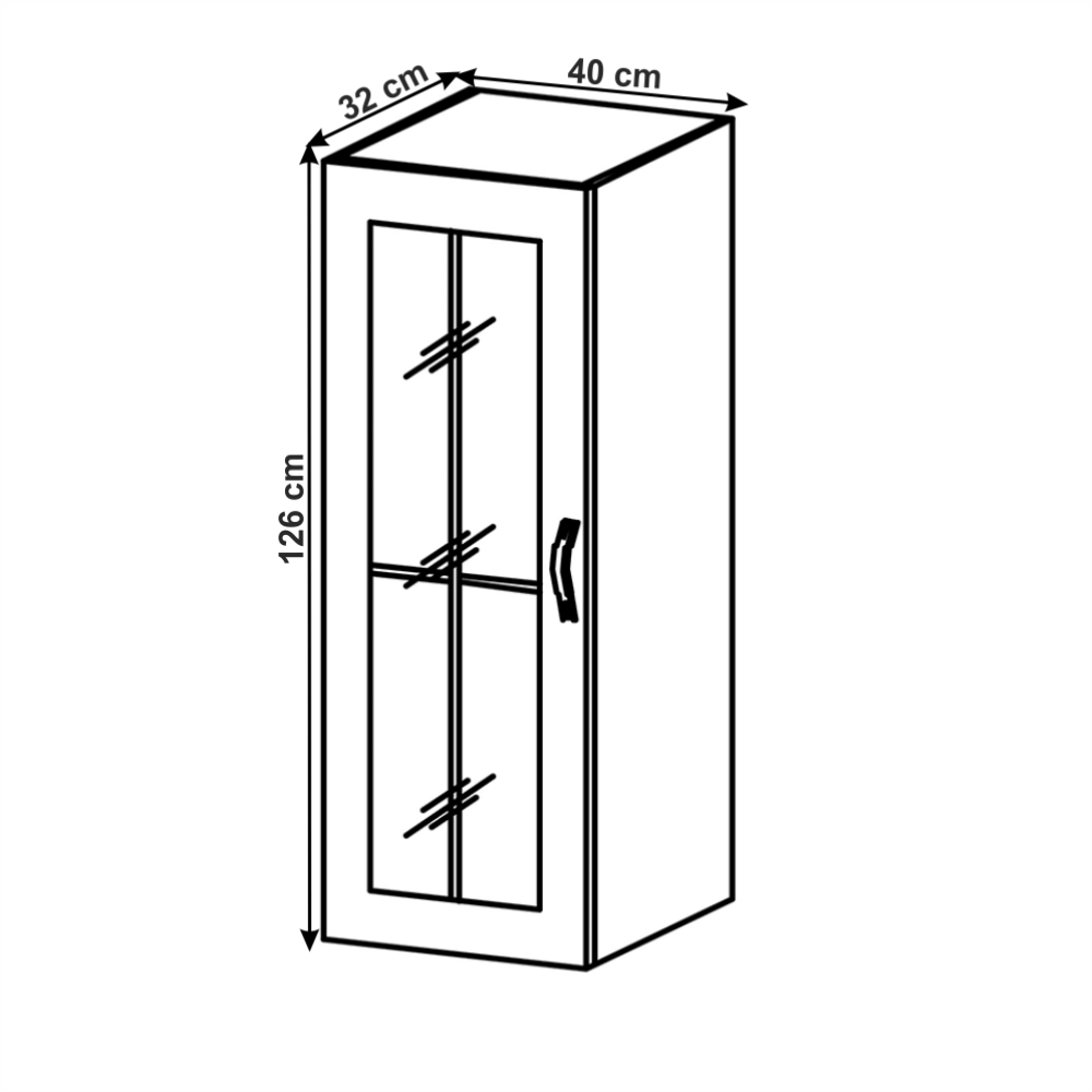 Cabinet superior, alb/gri mat, model stânga, LAYLA W40S