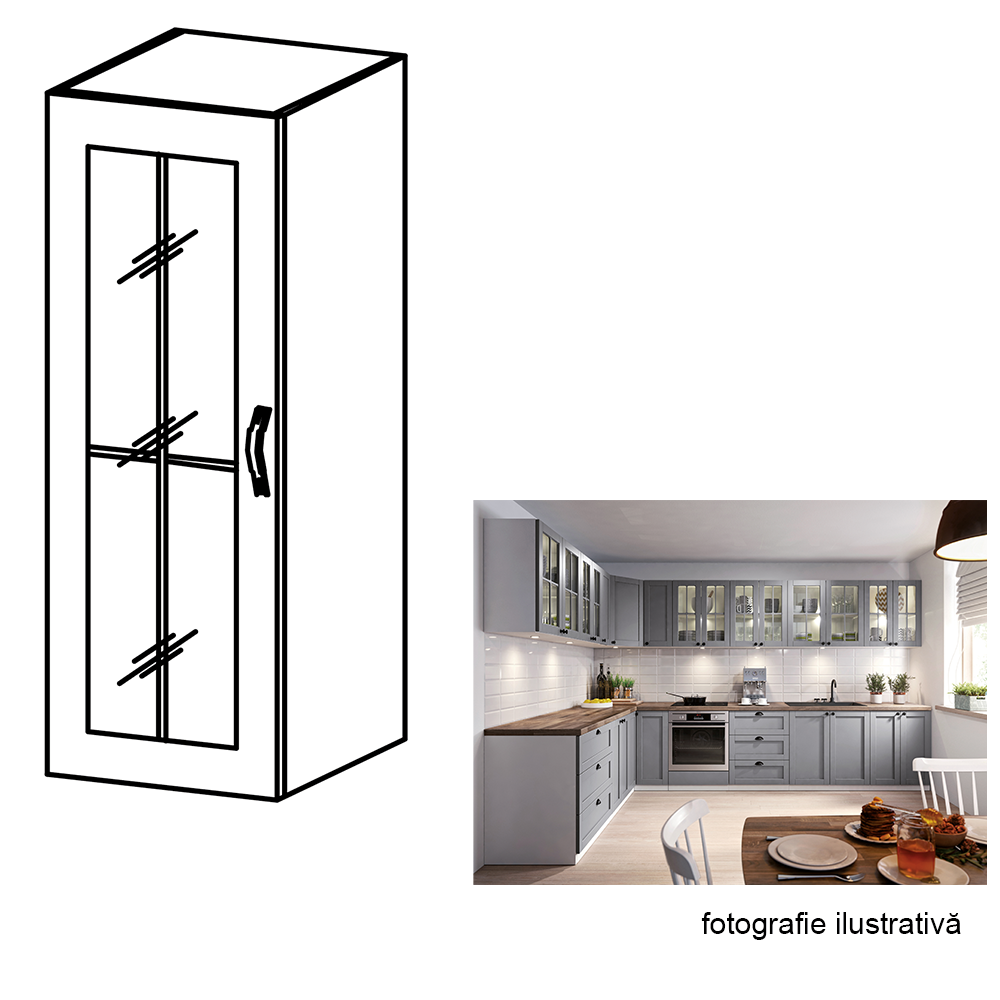 Cabinet superior, alb/gri mat, model stânga, LAYLA W40S