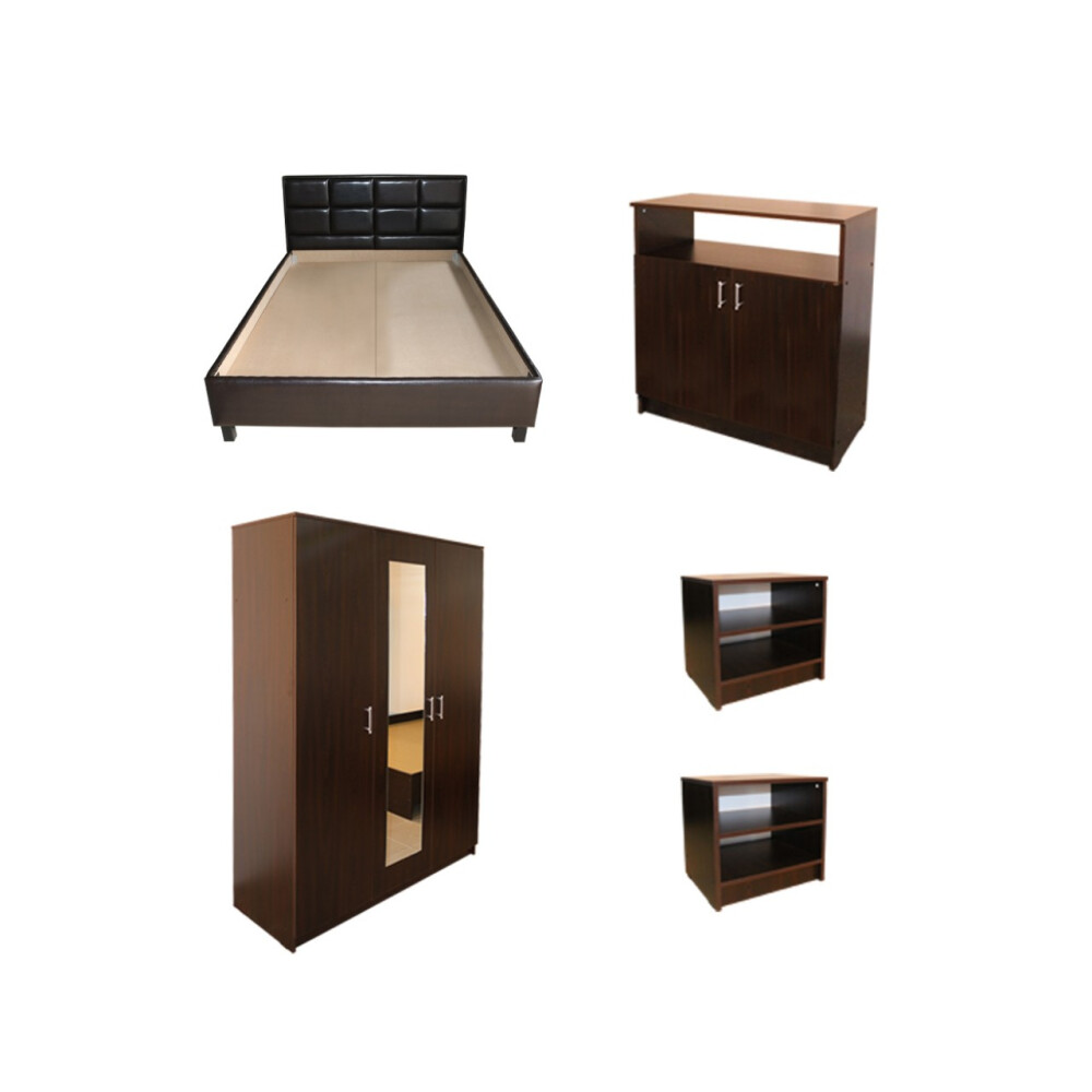 Dormitor Soft Wenge cu pat tapitat Wenge pentru saltea 160x200 cm