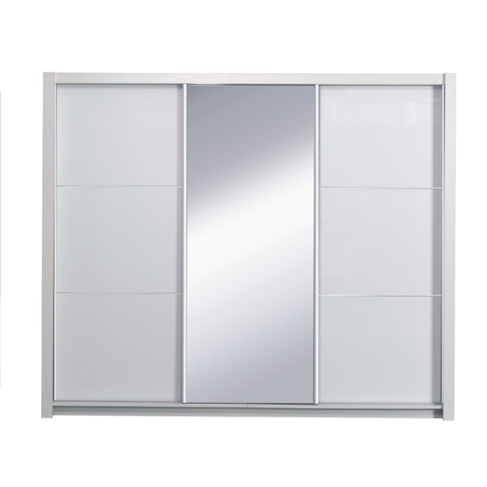 Set dormitor (dulap + pat 160x200 + 2x noptiere), alb/alb lucios HG, ASIENA