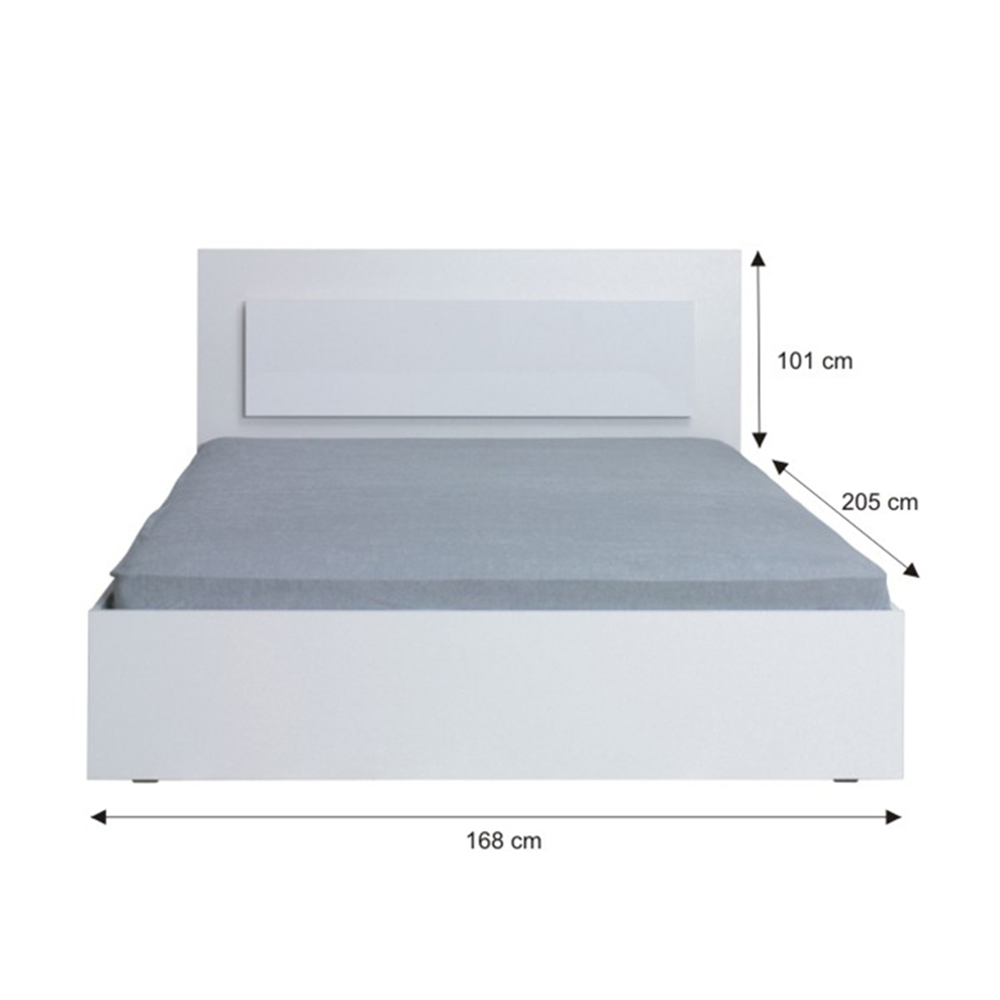Set dormitor (dulap + pat 160x200 + 2x noptiere), alb/alb lucios HG, ASIENA