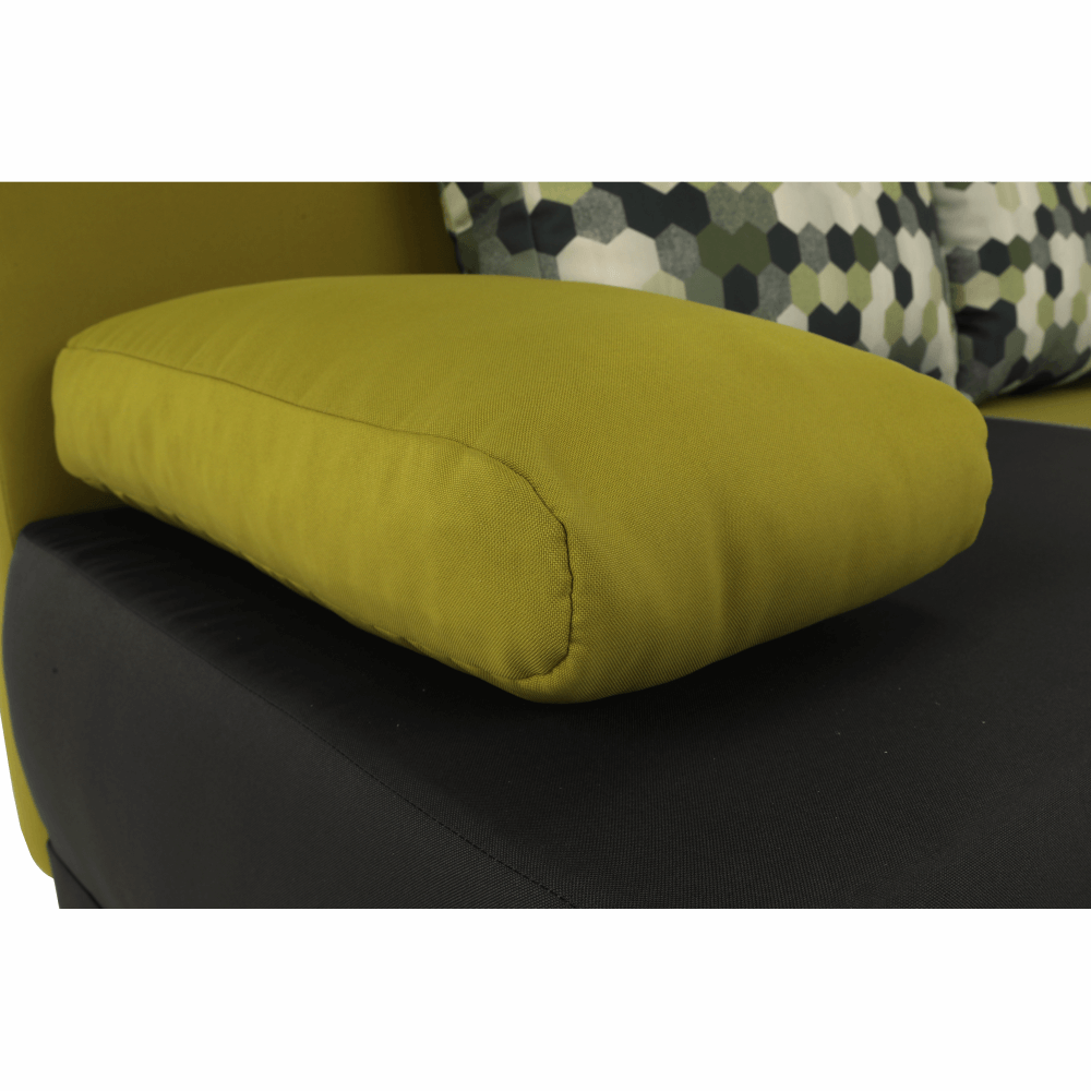 Colţar extensibil,  gri/verde/perne cu model, SPIKER