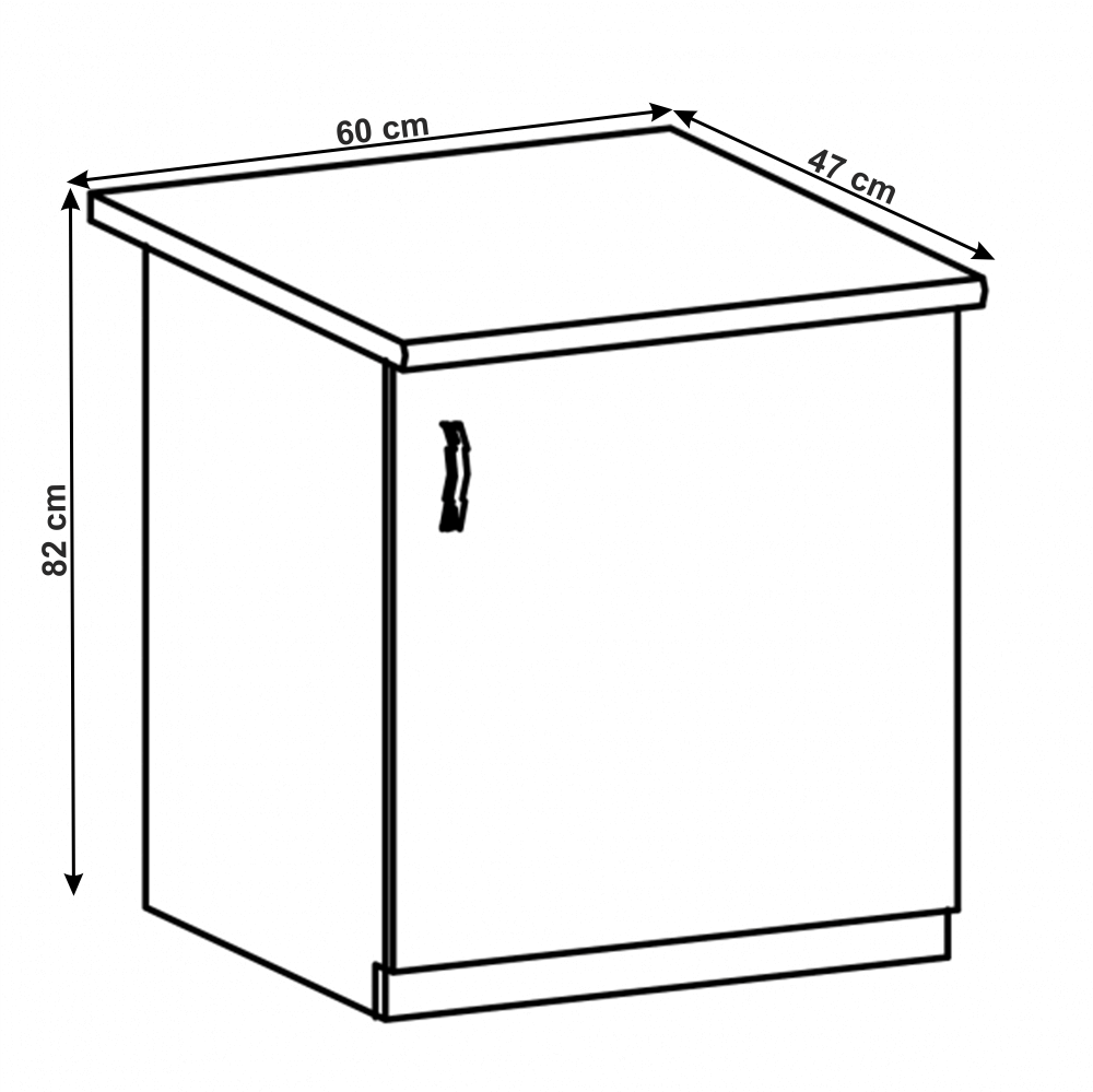 Cabinet inferior, gri mat/alb, model dreapta, LAYLA D601F