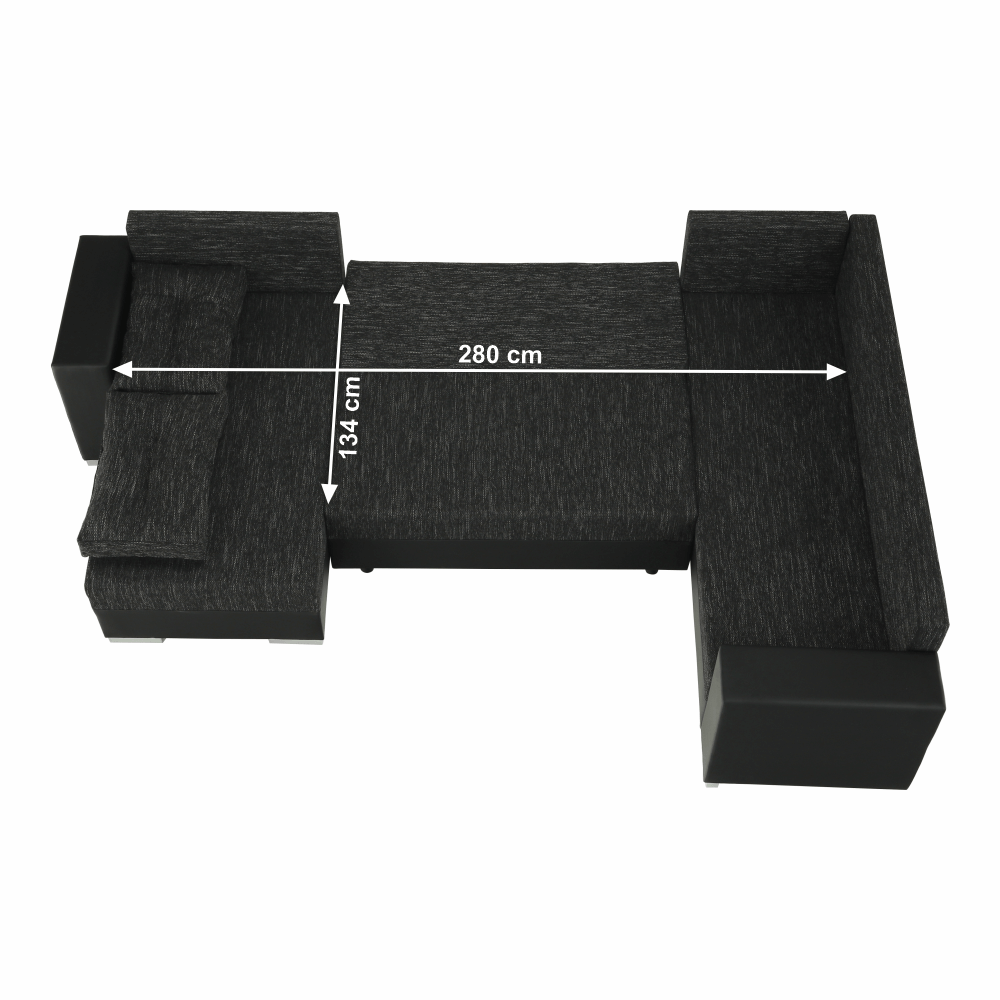Colţar reversibil, negru/negru spicat, STILA