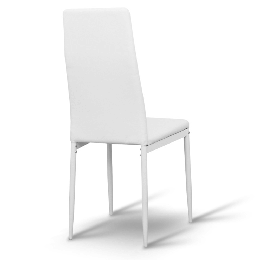 Scaun, piele eco albă/metal alb, COLETA NOVA