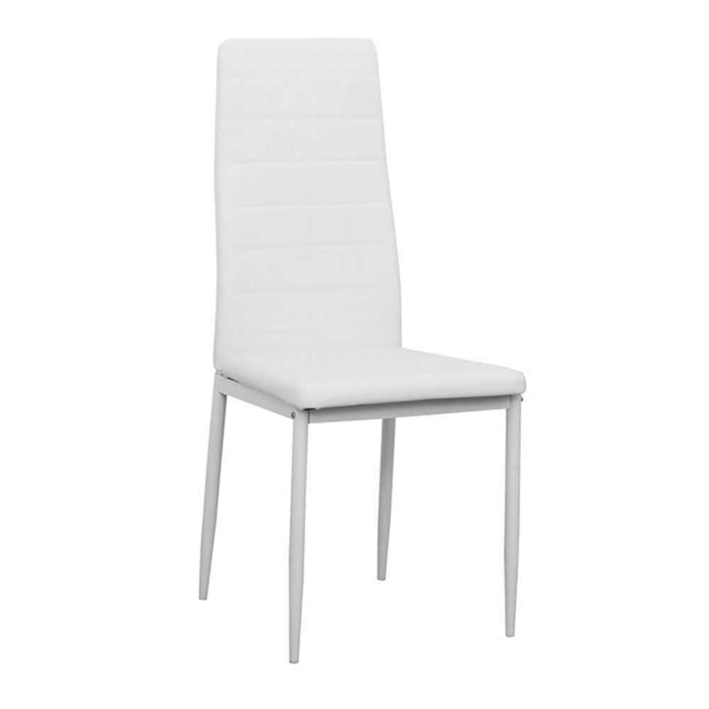 Scaun, piele eco albă/metal alb, COLETA NOVA