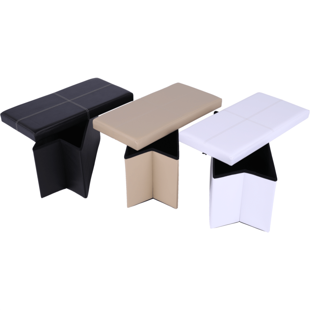 Taburet pliabil, piele eco maro, IMRA
