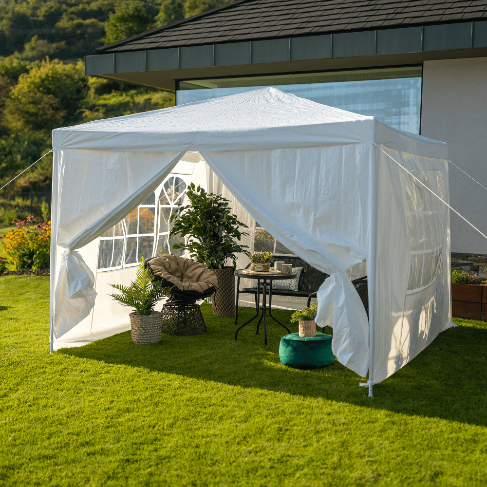 Cort de grădină pentru party, alb, 3x3 m, TEKNO TYP 1