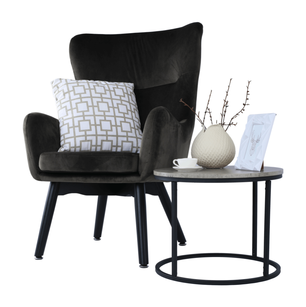 Fotoliu de design, catifea Velvet gri maroniu TAUPE, TENAL