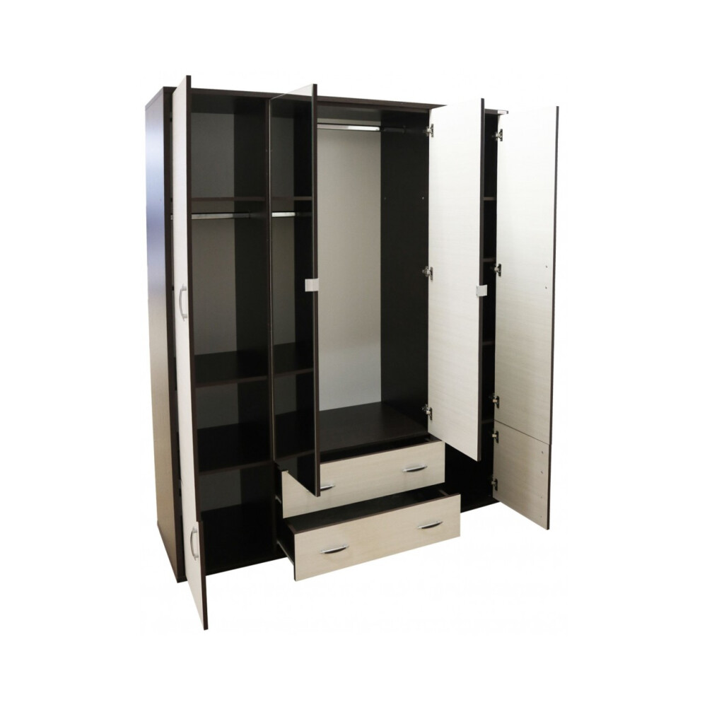 Dormitor Torino cu pat cu somiera metalica rabatabila 160x200 cm wenge / ladin