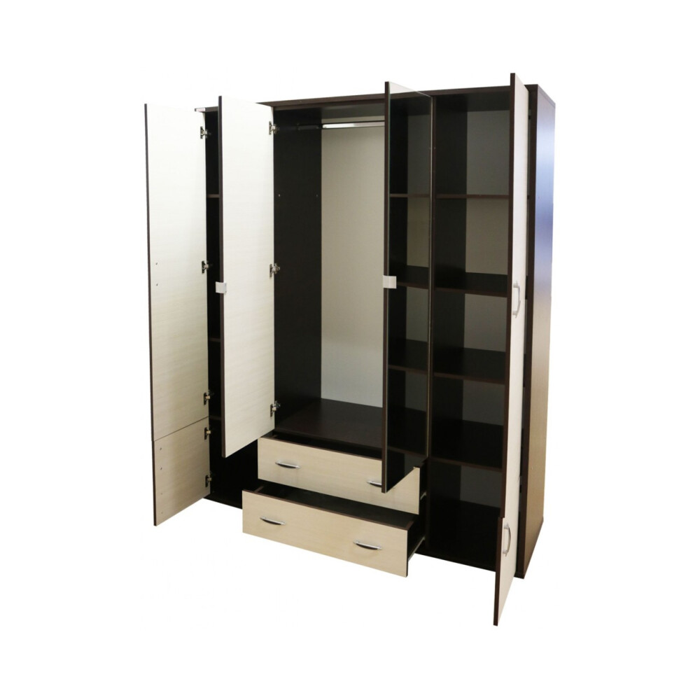 Dormitor Torino cu pat cu somiera metalica rabatabila 160x200 cm wenge / ladin