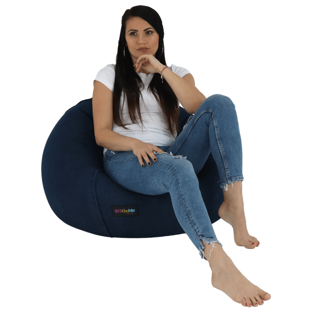 Fotoliu tip sac, material textil jeans, LAMIO