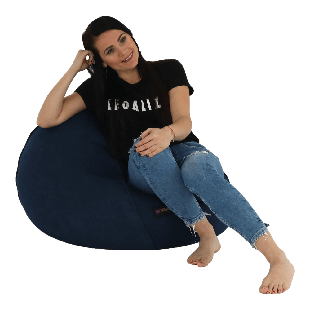 Fotoliu tip sac, material textil jeans, LAMIO