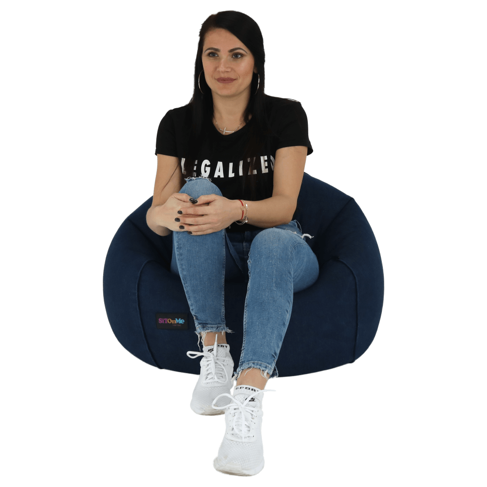Fotoliu tip sac, material textil jeans, LAMIO