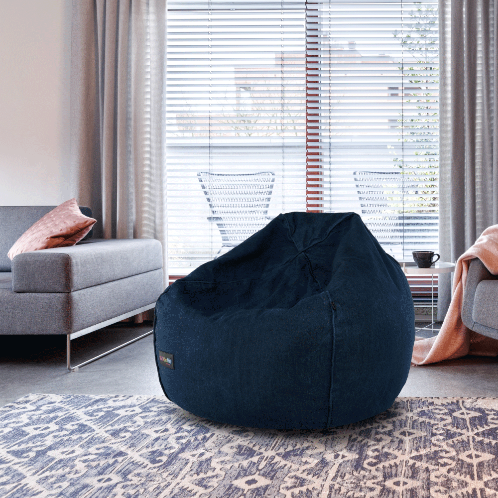 Fotoliu tip sac, material textil jeans, LAMIO