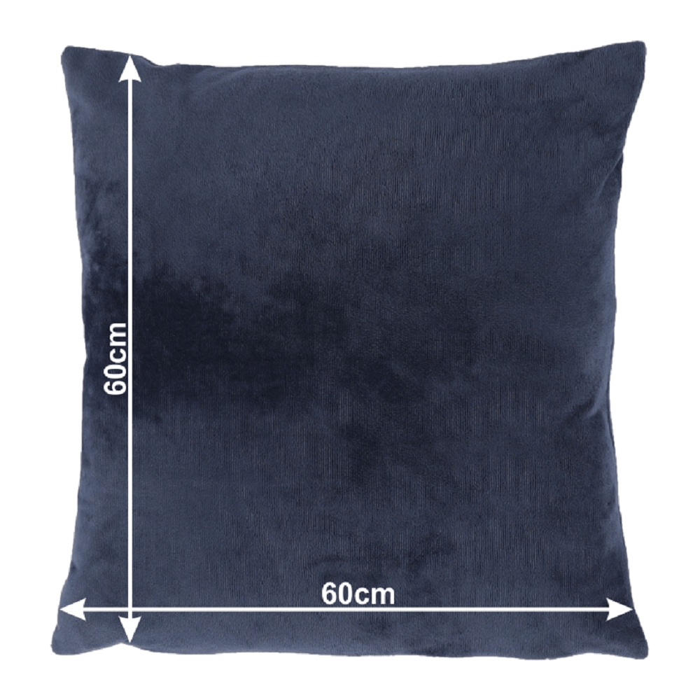 Pernă, material textil de catifea albastru închis, 60x60, OLAJA TIPUL 6